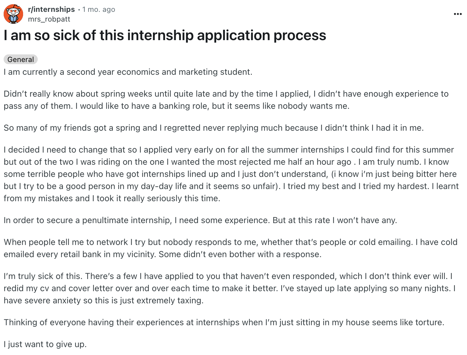 Sick of the internships application process